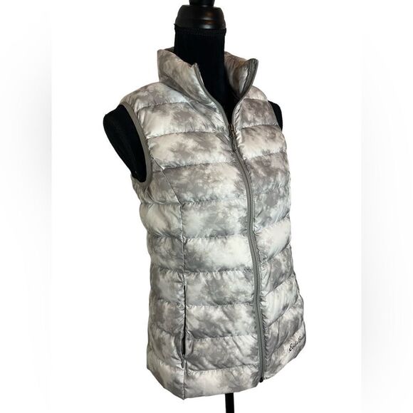 NWOT EDDIE BAUER CIRRUSLITE DOWN PUFFER VEST IN WHITE & GRAY WOMENS SIZE SMALL - Picture 6 of 9